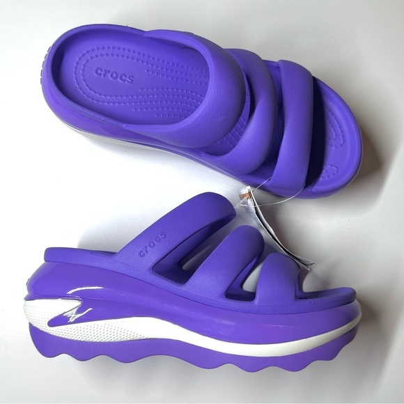 Crocs Unisex Sandals Mega Crush Triple Strap Sandal Purple / White Size- 7 - Picture 10 of 10